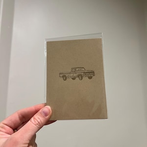 Letterpress Vintage Pickup Truck Card – Kraft 4-Bar Folded