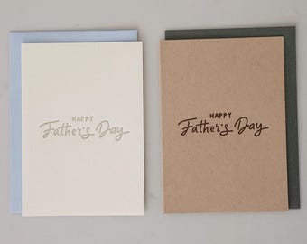 Letterpress Father&#39;s Day Card: Taupe Ink on White Cotton