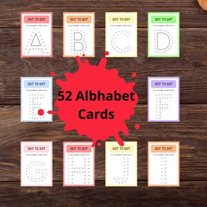 Dot to dot alphabet Learn alphabet Alphabet Flashcards Montessori Learning Printable, Toddler ABC Flash Cards Preschool Learning Resources