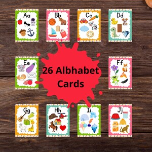 Alphabet Flash Cards,Learning Letters ABC Flashcards, Montessori and Toddler Poster, Preschool Learning Resource, Homeschooling Flashcards