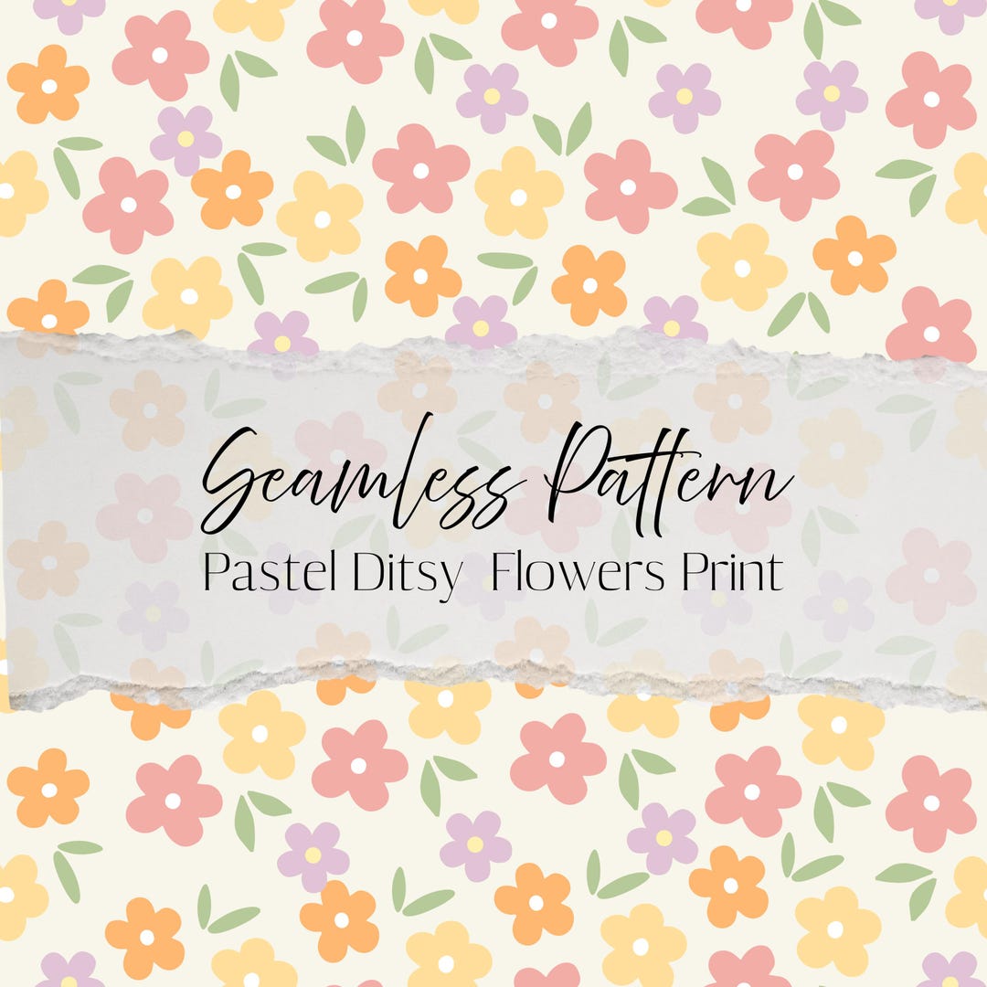 Seamless Floral Pattern Digital Paper - Pastel Ditsy Flowers Print ...