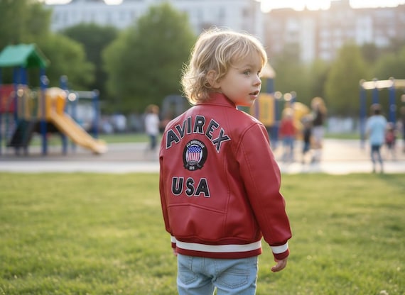 Avirex Leather Jacket for Kids - Etsy