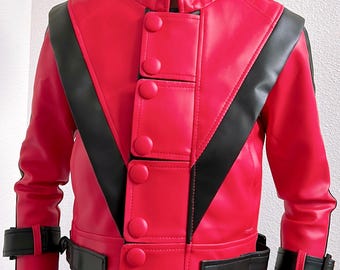 Chaqueta Thriller roja y negra de MJ para niños