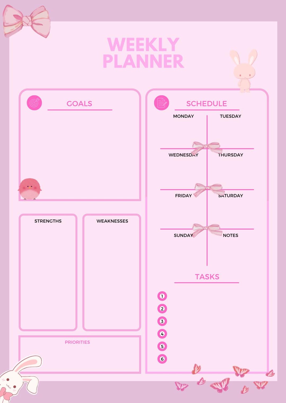 Cute Pink Weekly Planner With to Do List and Goal Setting - Etsy