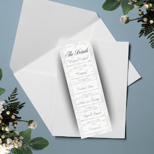 Elegant Blue Toile Wedding Details Card Template | Editable Insert | Canva Instant Digital Download