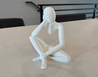 Abstract Thinking Statue – 3D Printed Minimalist Sculpture – Modern Home & Office Decor, Meditative Art, Unique Gift