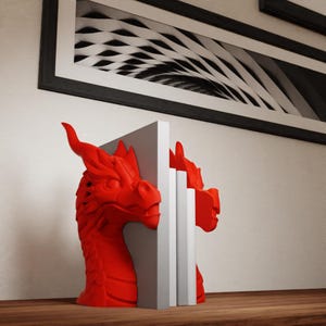 Dragon Bookends – 3D Printed Fantasy Book Holders – Unique Home & Office Decor, Gamer Gift, Medieval and Mythical Display
