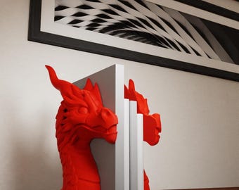 Sujetalibros de dragón: soportes para libros de fantasía impresos en 3D: decoración única para el hogar y la oficina, regalo para jugadores, exhibición medieval y mítica