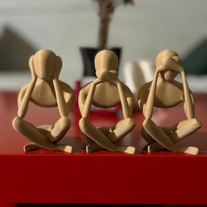 The Trio – 3D Printed Minimalist Thinker Statues – See No Evil, Hear No Evil, Speak No Evil Sculpture Set – Modern Home & Office Decor