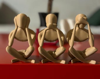 The Trio - 3D gedruckte minimalistische Denkerstatuen - Nicht sehen, nicht hören, nicht sprechen Skulpturen-Set - modernes Wohn- & Bürodekor