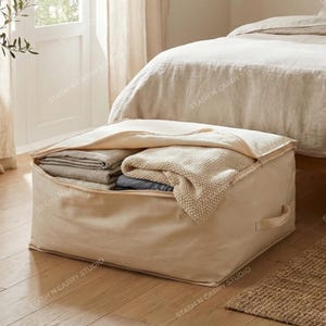 Bolsa de almacenamiento con cremallera de algodón orgánico personalizada, extragrande