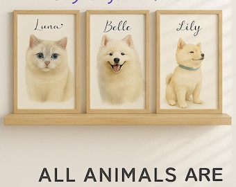 100% Custom Watercolor Pet Portrait from Photo,Using Pet Photo Memorial Art,Pet Loss Gift,Pet Portrait Frame,Digital Painting,Pet Lover Gift