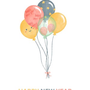 Gelbe und rosa Aquarell illustrierende persönliche Neujahrskarte, digitale Datei