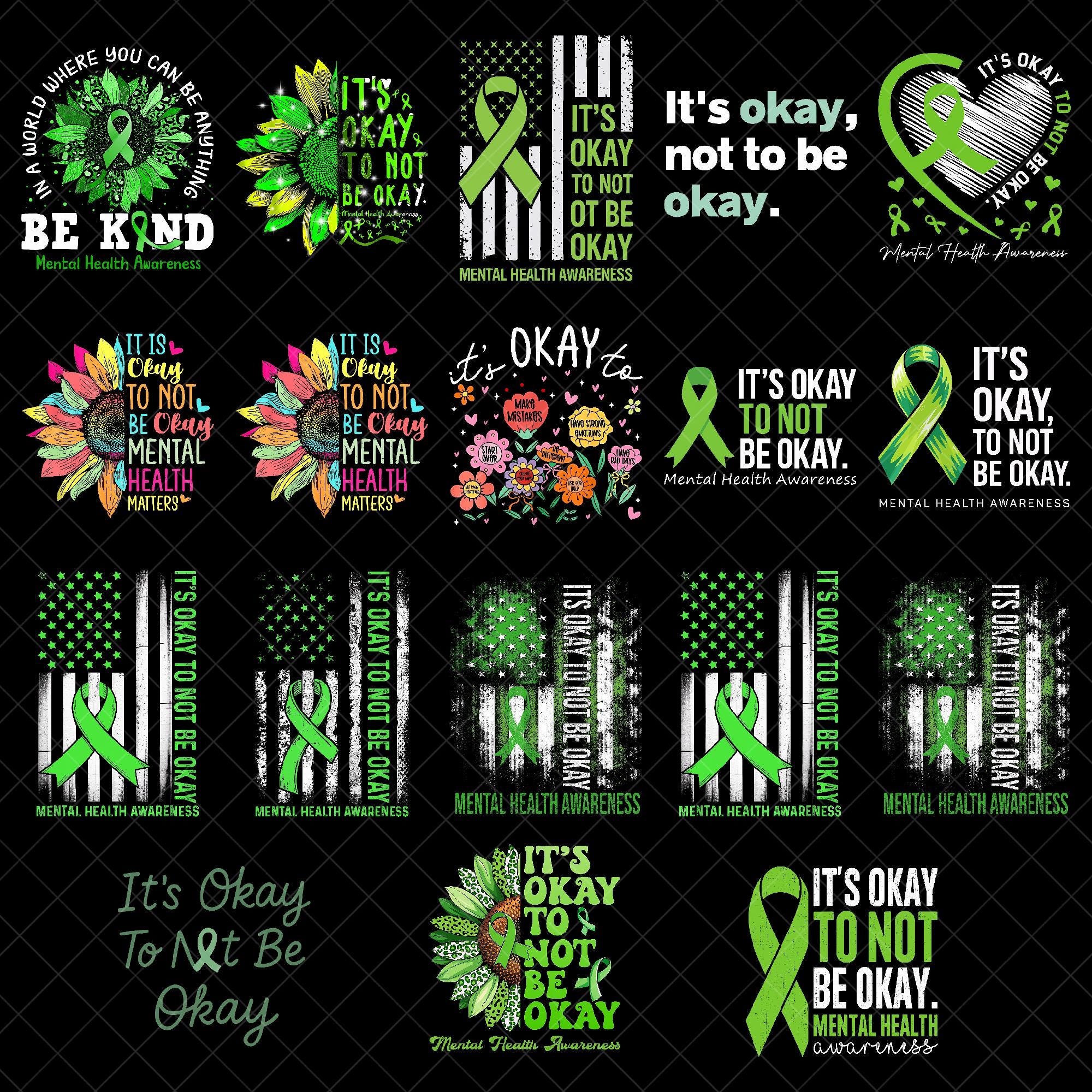 Green mental health awareness ribbon - Etsy México, image size:2000x2000