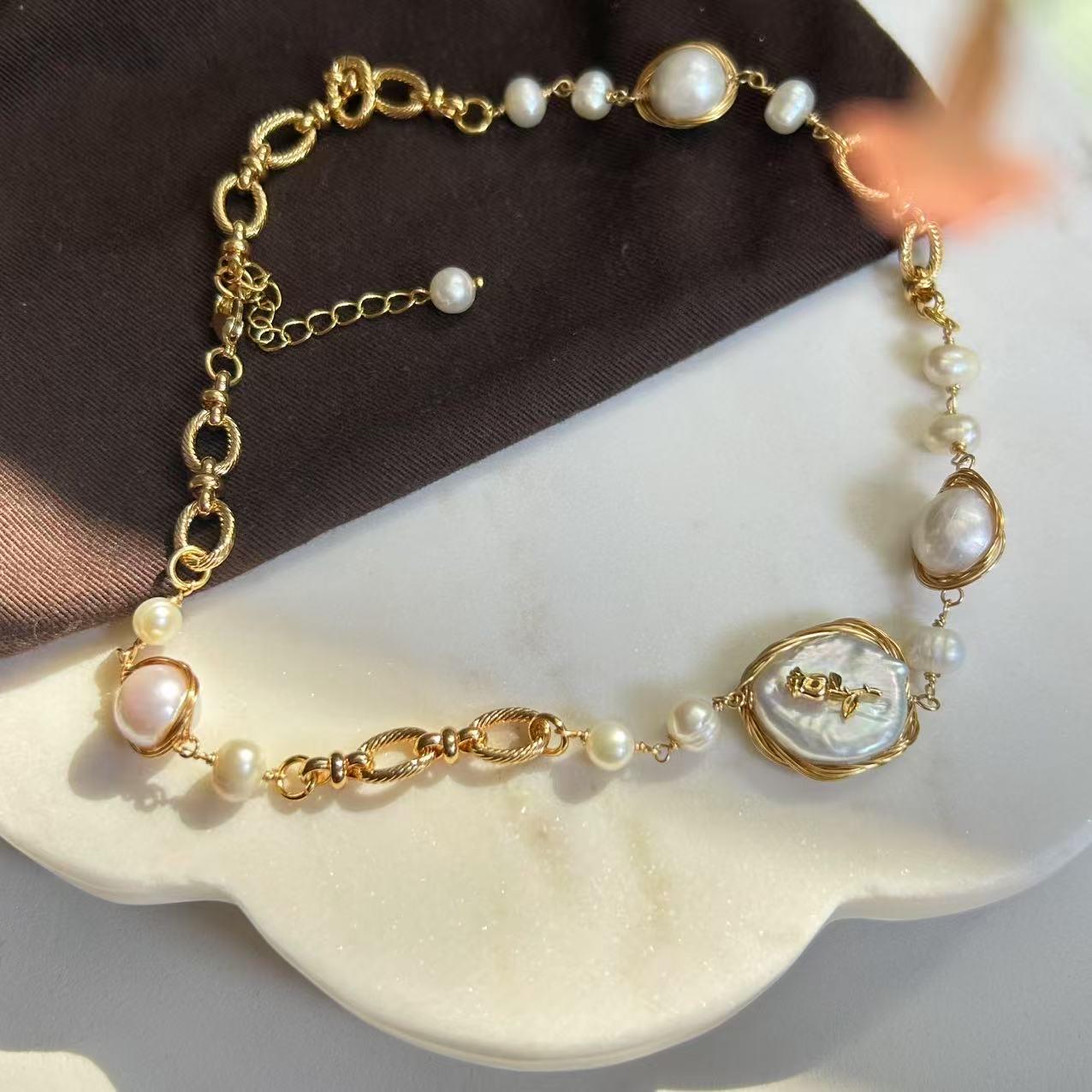 Collier Plaqué Or 18 Carats Avec Pendentif Perle De Culture Naturelle - Neuf Avec étiquettes