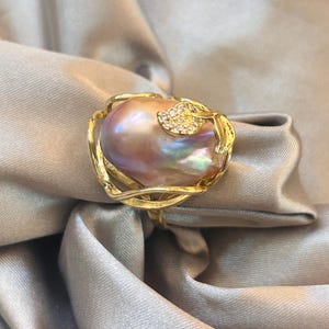 Golden Blossom Freshwater Baroque Pearl Ring