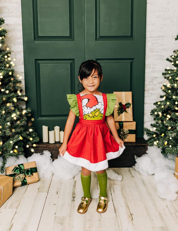 white christmas dresses Red & Green Grinch Twirl Dress