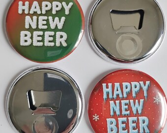 Happy New Beer Bottle opener fridge magnet