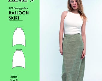 Patrón de falda globo para mujer / PDF de costura (tallas S-XL)