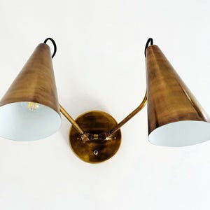 Brass Wall Sconce Light – Mid Century Modern Clemente Double sconce Adjustable Vintage Style Lighting Fixture