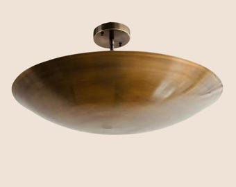 Antique Patina Brass Flush Mount Light - Mid Century Sputnik Chandelier