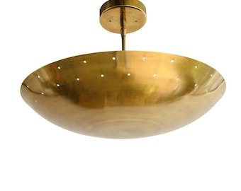 Handmade Brass Dome Ceiling Light: Perforated UFO Pendant