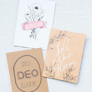 carte chrétienne dessinée à la main | Carte Soli Deo Gloria, vierge à l'intérieur