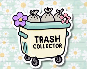Trash Collector Dumpster Sticker, Junk Journal Decoration, Journal Sticker, Vinyl Sticker, Scrapbooking Accessory, Water bottle Sticker