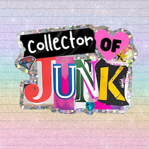 Sticker voor verzamelaar van junk, sticker voor junkjournaal, glittersticker, sticker dagboek, scrapbooking accessoire, sticker waterfles