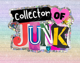 Collector of Junk Glitter Sticker, Waterproof Vinyl Junk Journal Decal