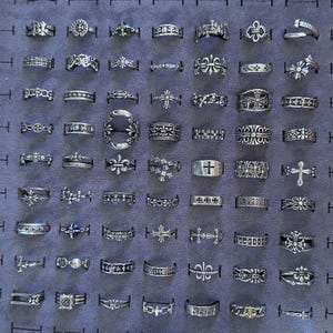 925 Silver Cemetery zircon Cross Adjustable size rings Dagger ring man woman neutral couple Ring punk y2k opium Gothic designer jewelry