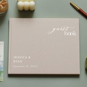Minimalist wedding guest book, custom linen polaroid photo album, reception guestbook, engagement keepsake, modern scrapbook gift idea