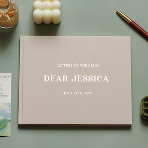Personalized letters to the bride book, bachelorette party book, custom linen scrapbook, bridal shower gift idea, wedding keepsake