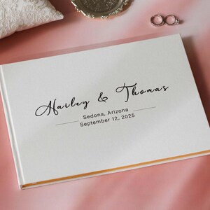 Personalized minimalist wedding guest book, linen wedding photo album, reception guestbook, engagement keepsake, modern scrapbook gift idea