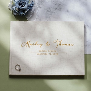 Libro de firmas personalizado para bodas, álbum de fotos personalizado para la recepción, recuerdo de compromiso, idea de regalo moderna tipo álbum de recortes