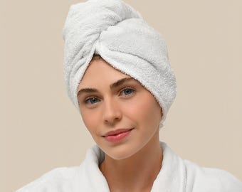 Organic Turkish Cotton Hair Towel Wraps - 2 Pack, Australian Made, All Natural, Eco-Friendly, Sustainable