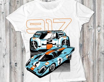 Diseño de impresión digital de automóvil con motor Porsche 917 / Impresión DTF en archivos Adobe AI, PDF y SVG / Impresión de camisetas y sudaderas para amantes de los automóviles