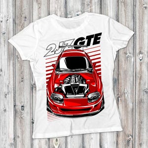 2JZ GTE Red JDM Car with Engine Vector – Adobe Illustrator File for T-Shirt Printing, Digital Download for Car Enthusiasts