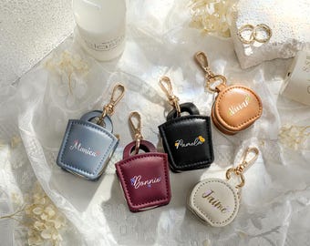 Custom Flower Name Keychain Mini Gym Ring Holder,Bridesmaid Gift Wedding Gifts,Keychain Ring Holder, Leather Ring Holder,Travel Jewelry Case