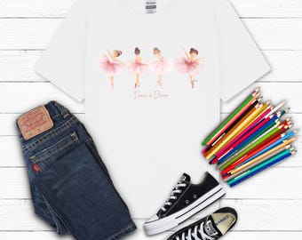Girls Ballet T-Shirt, Dance Summer Tee, Ballerinas Design