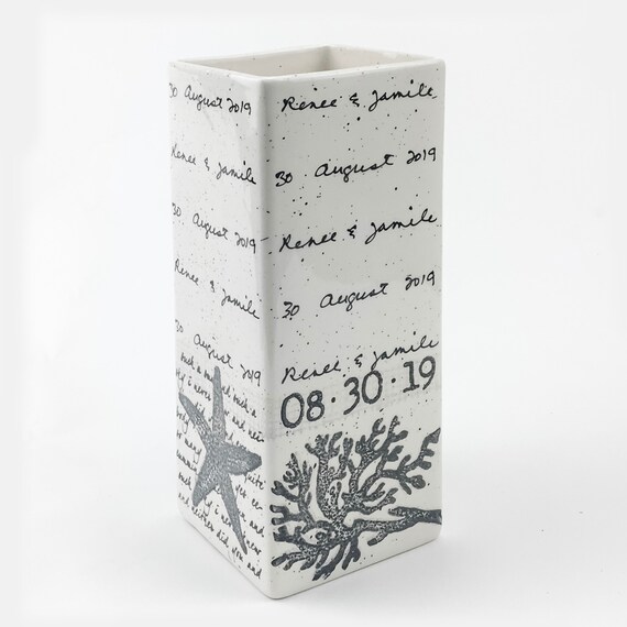 Beach Wedding Vase Personalized Ceramic Anniversary Vase Etsy