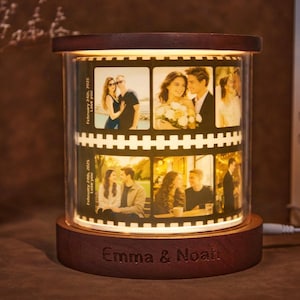 Personalizowana obrotowa pozytywka ze zdjęciem, spersonalizowana drewniana pamiątka, spersonalizowana muzyka, wyjątkowy prezent ślubny, prezent rocznicowy, prezent dla pary
