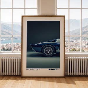 Ford GT Digital Poster, Classic Le Mans Race Car Art, Vintage Automotive Wall Print, Retro Ford GT Decor for Garage, Office, Man Cave, Gift