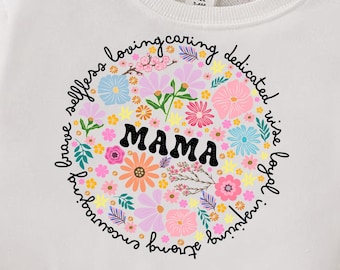 Floral Mama PNG: Boho Mom Adjectives, Mother's Day (Digital Download)