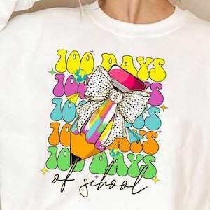 100 Days of School PNG: Brushstroke Design for Teachers (Digital Download