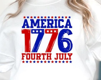 1776 America PNG: Patriotic USA Flag Design (Digital Download)