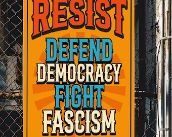 Protestbord tegen antifascisme: poster politieke activistenbijeenkomst (digitale download, meerdere maten beschikbaar)