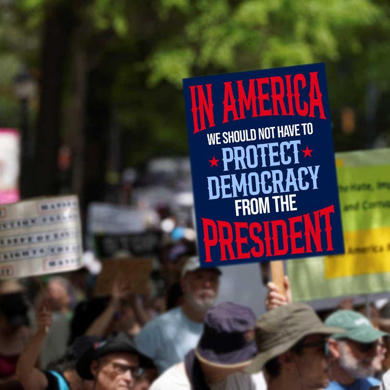 Protect Democracy Protest Sign For March, Anti Trump Yard Sign, 2025 Good Trouble Protest Poster, Printable Rally Sign,Digital Download