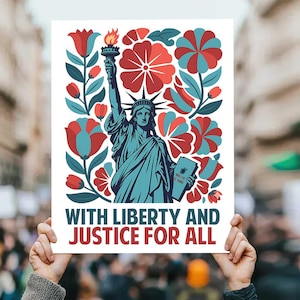 Liberty And Justice For All Protest Sign, Printable Poster For No Kings,  (Digital Download)
