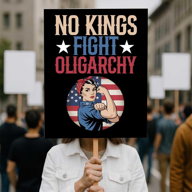 No Kings Fight Oligarchy Printable Protest Sign (digital Download) - Etsy
